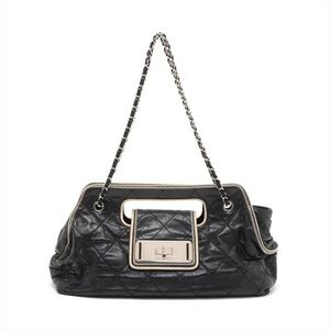 Authentic CHANEL East West Accordion flap black calf skin mini bag